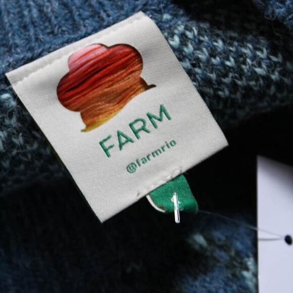 Farm Rio Blue Leopard Animal print knit sweater Size Small - Picture 6 of 12